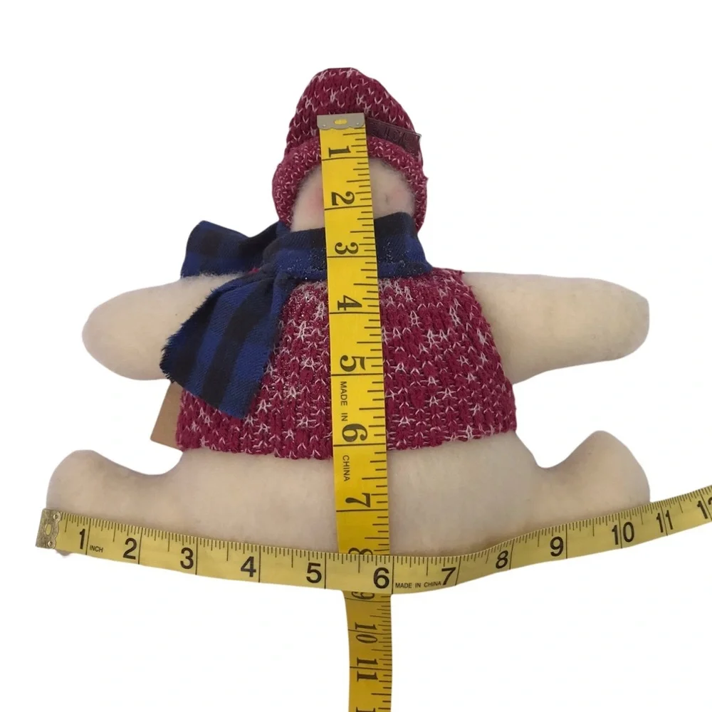Vintage Handmade Let It Snow Plush Snowman Sweater Muffler Stuffed Animal Decor